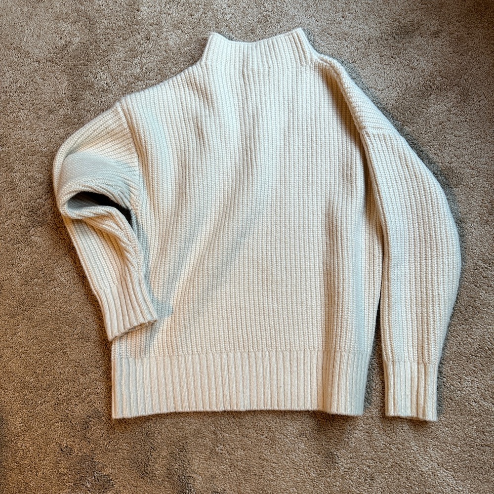 Varley Cream Ribbed Turtleneck Sweater